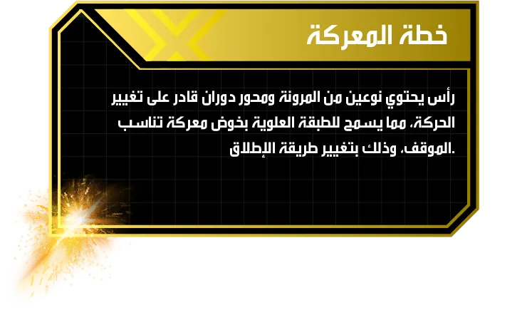 Claw Leon 5-60P-Strategy-AS خطة المعركة: رأس يحتوي نوعين من المرونة ومحور دوران قادر على تغيير الحركة، مما يسمح للطبقة العلوية بخوض معركة تناسب الموقف، وذلك بتغيير طريقة الإطلاق.