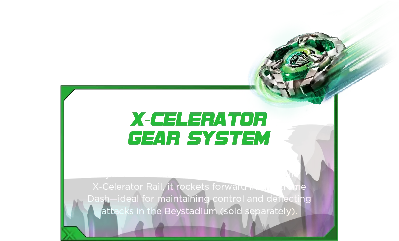 Helm Knight 3-80N-Desc-SM2 X-Celerator Gear System: With a flat-tipped bit, Sword Dran 3-60F engages the rails for lightning-fast dashes, launching into fierce collisions that leave your opponent’s spinning out. The interchangeable blade, ratchet, and bit layers allow you to customize your Beyblade for ultimate control and power.