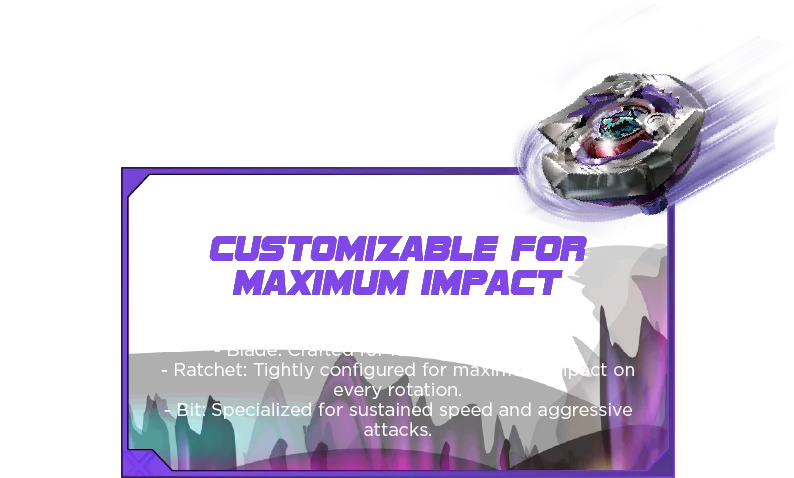 Keel Shark 3-60lF-Desc-SM2 Customizable for Maximum Impact: 3-Part Interchangeable Build: - Blade: Crafted for fast, ferocious strikes. - Ratchet: Tightly configured for maximum impact on every rotation. - Bit: Specialized for sustained speed and aggressive attacks.