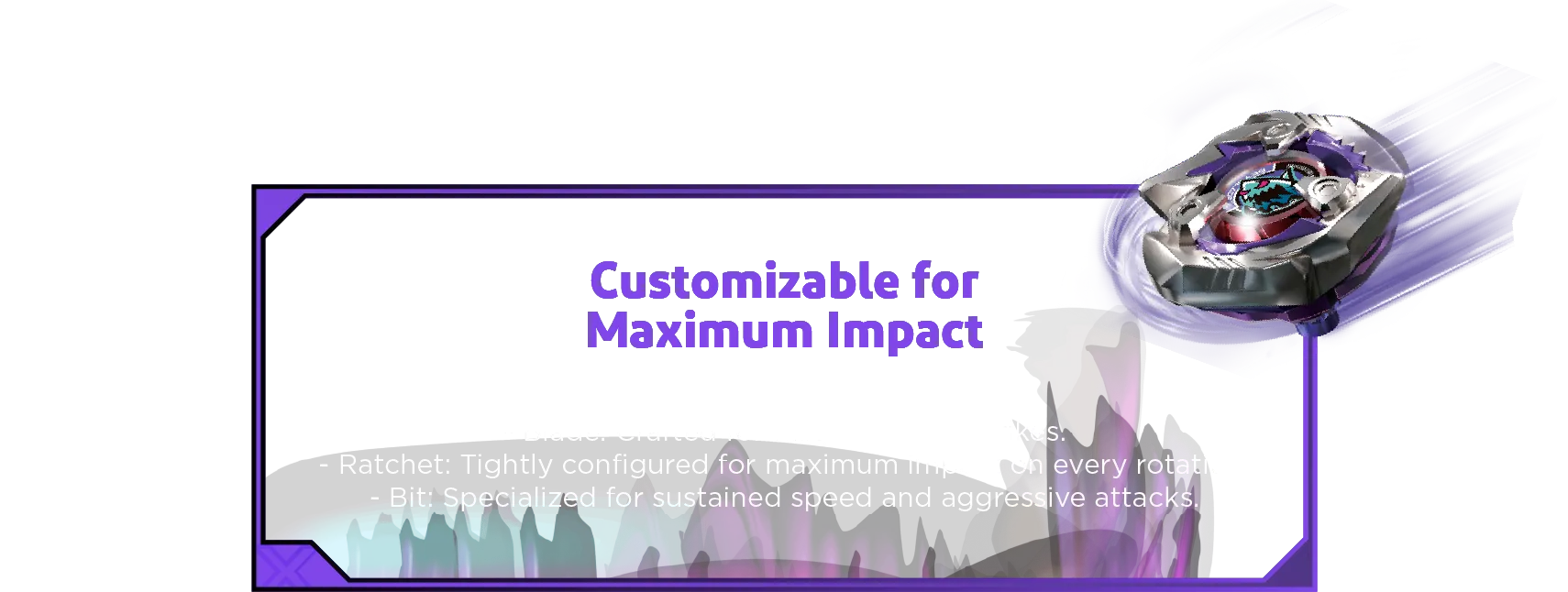 Keel Shark 3-60lF-Desc Customizable for Maximum Impact: 3-Part Interchangeable Build: - Blade: Crafted for fast, ferocious strikes. - Ratchet: Tightly configured for maximum impact on every rotation. - Bit: Specialized for sustained speed and aggressive attacks.